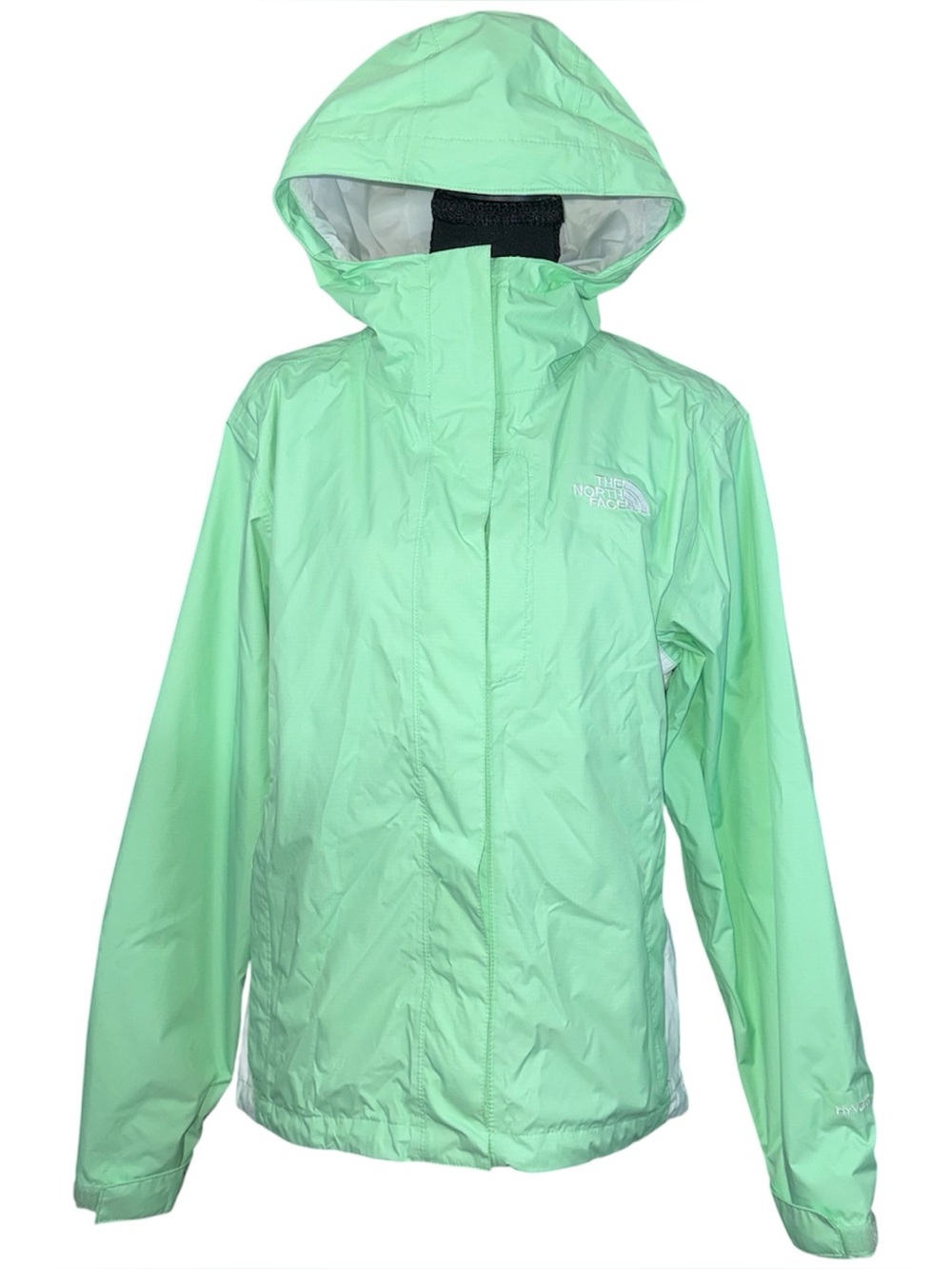 North Face NWOT Sz XS Hyvent Mint Green & White Hooded Outdoor Rain Jacket ABUK